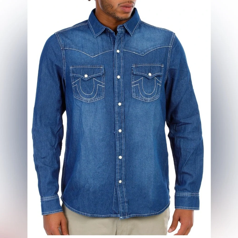 True Religion Denim Button Down Shirt-NWT